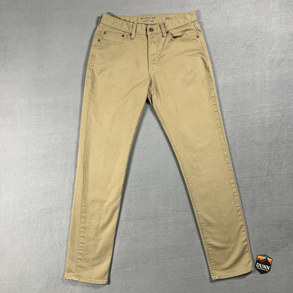 Banana Republic Jeans Mens 30x32 Tan Traveler Slim Straight Stretch Denim